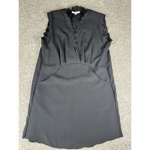 IRO Paris Ilford Black Sleeveless‎ Dress Size 36 Scalloped Edge V-Neck US Size 4
